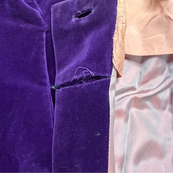 Vintage 1930s Opera Coat Purple Velvet Evening Wear XL - Picture 7 of 12